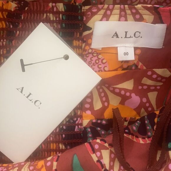 NWT A.L.C. Women's Adele Tiered Halter Maxi Dress in Russet Multi Size 00 - Picture 6 of 12